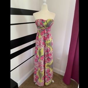 Jessica Simpson strapless floral maxi dress